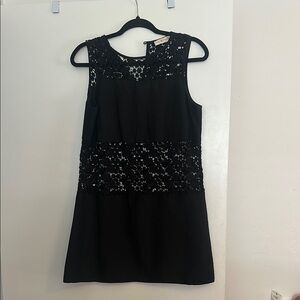 Tory Burch - Black Sleeveless Lace and linen Dress